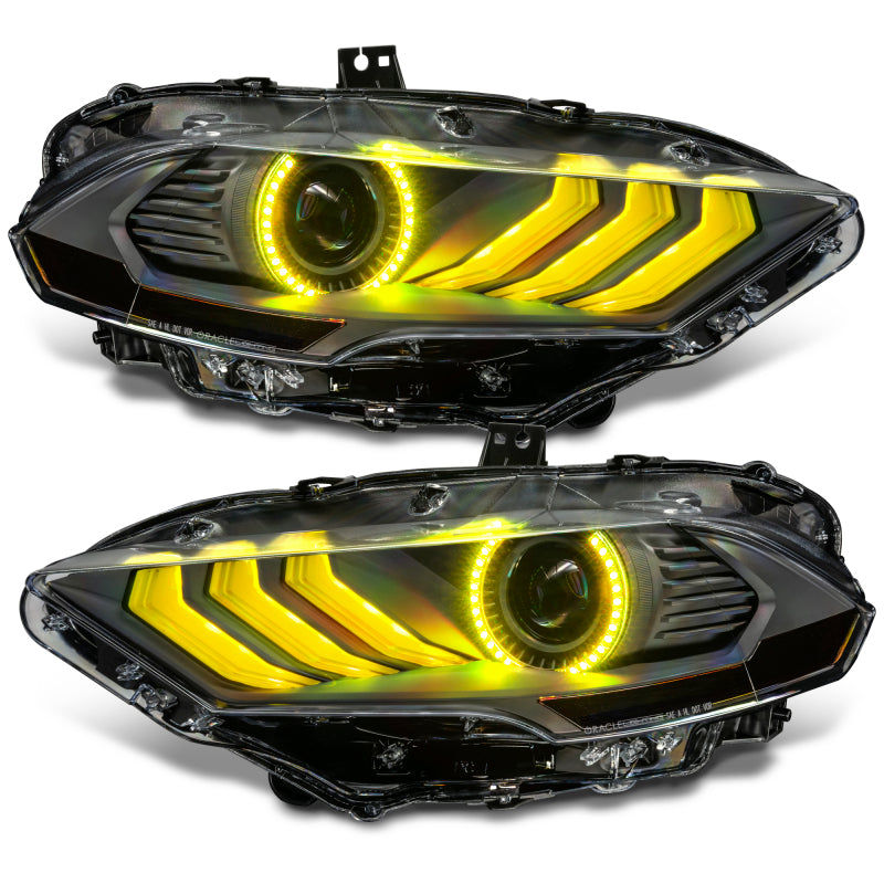 Oracle Lighting 18-23 Ford Mustang Dynamic ColorSHIFT LED Headlights - Black Series ORACLE Lighting Headlights