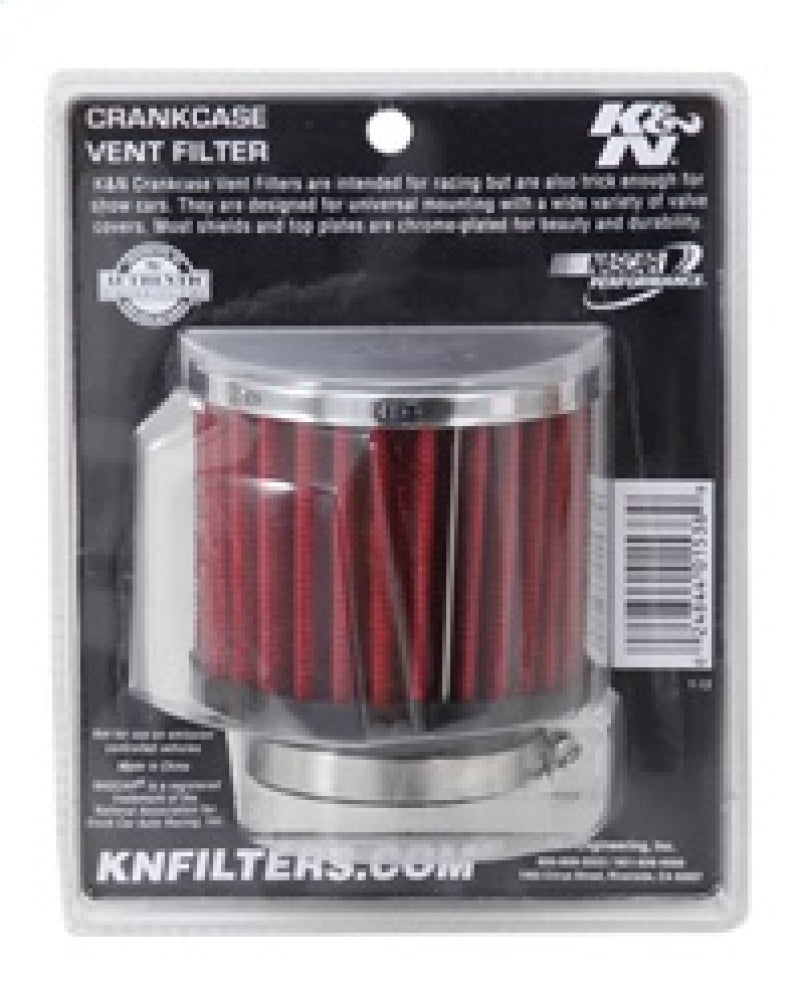 K&N 1.75in Flange ID x 3in OD x 2.5in H Chrome Finish Rubber Base Crankcase Vent Filter K&N Engineering Air Filters - Universal Fit