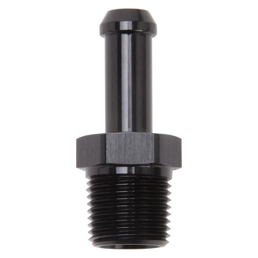 Edelbrock Hose End Straight 3/8In NPT to 3/8In Barb Black Anodize Edelbrock Fittings