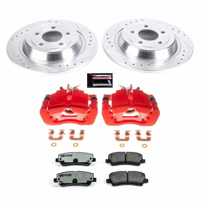 Power Stop 15-19 Ford Mustang Rear Z26 Street Warrior Brake Kit w/Calipers PowerStop Brake Kits - Performance D&S