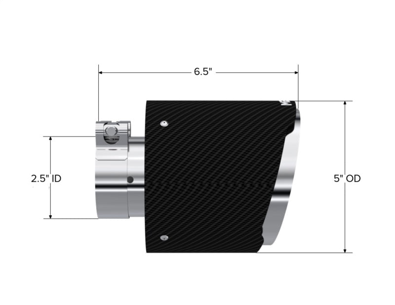 MBRP Universal Carbon Fiber Tip 2.5in ID / 5in OD Out / 6.5in Length Angle Cut Dual Wall MBRP Tips
