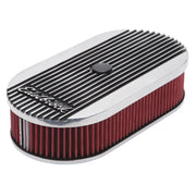 Edelbrock Air Cleaner Elite II Oval Single 4-Bbl Carb 2 5In Red Element Polished Edelbrock Air Filters - Universal Fit