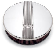 Edelbrock Air Cleaner Classic Series Round Aluminum Top Cloth Element 14In Dia X 3 9In Polished Edelbrock Air Filters - Universal Fit