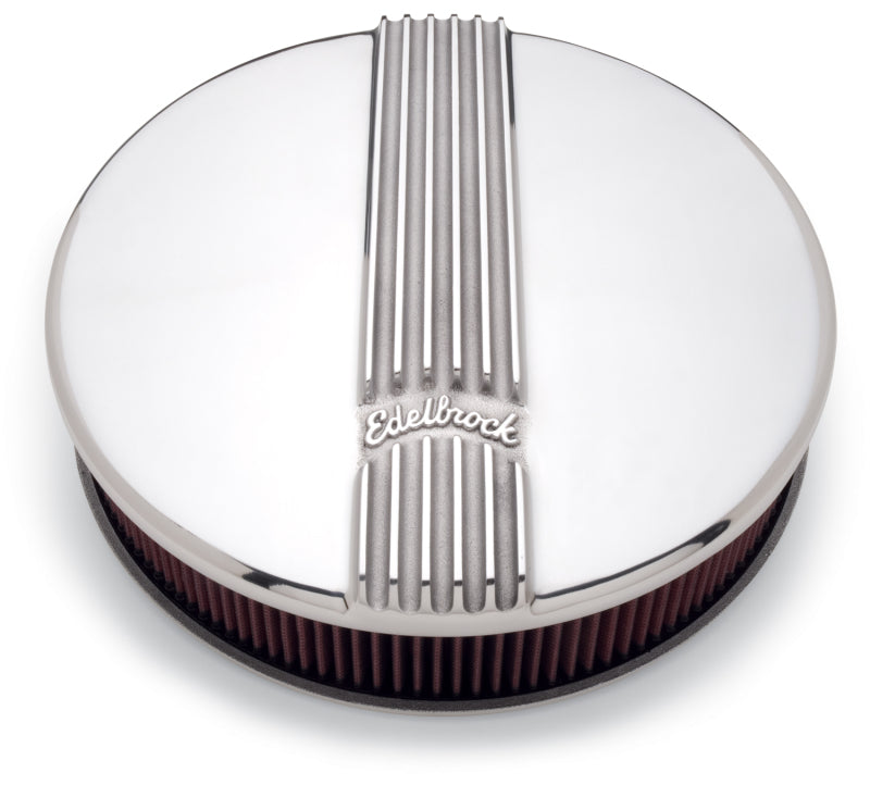 Edelbrock Air Cleaner Classic Series Round Aluminum Top Cloth Element 14In Dia X 3 9In Polished Edelbrock Air Filters - Universal Fit