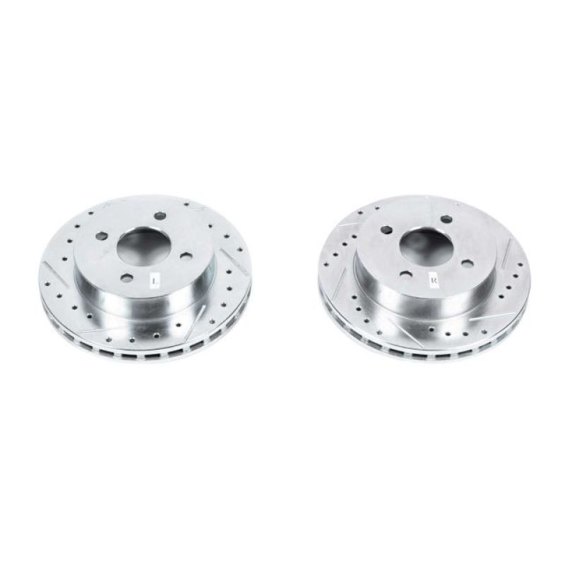 Power Stop 1993 Ford Mustang Rear Evolution Drilled & Slotted Rotors - Pair PowerStop Brake Rotors - Slot & Drilled
