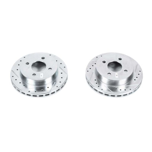 Power Stop 1993 Ford Mustang Rear Evolution Drilled & Slotted Rotors - Pair PowerStop Brake Rotors - Slot & Drilled