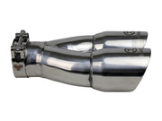 aFe Takeda 2.5in 304 Stainless Steel Clamp-on Exhaust Tip 2.5in Inlet 3in Dual Outlet - Polished aFe Tips