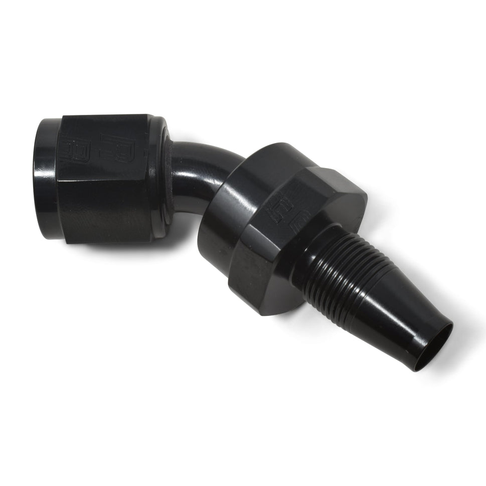 8AN 2-Piece 45 Degree Swivel Hose End Without Socket With Black Finish