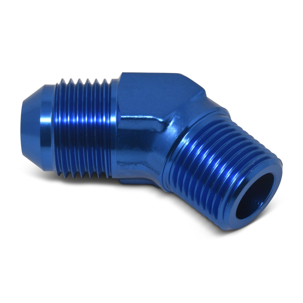8AN 45 Degree Flare To 3/8" Pipe Adapter Fitting With Blue Finish