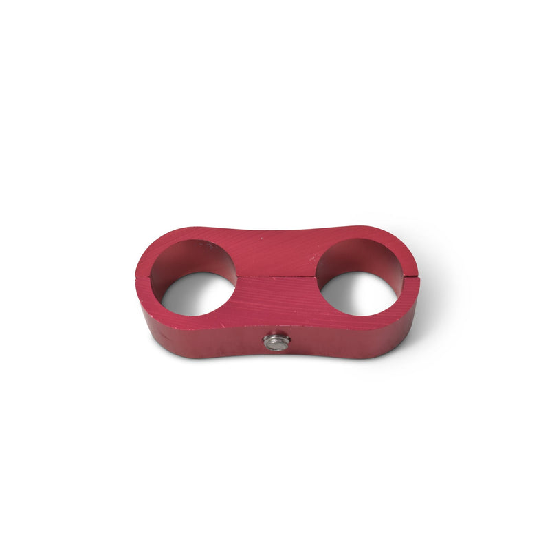 8AN Aluminum Hose Separator For Two 8AN Size Tubing With Red Finish - Pair RUSSELL Autoparts