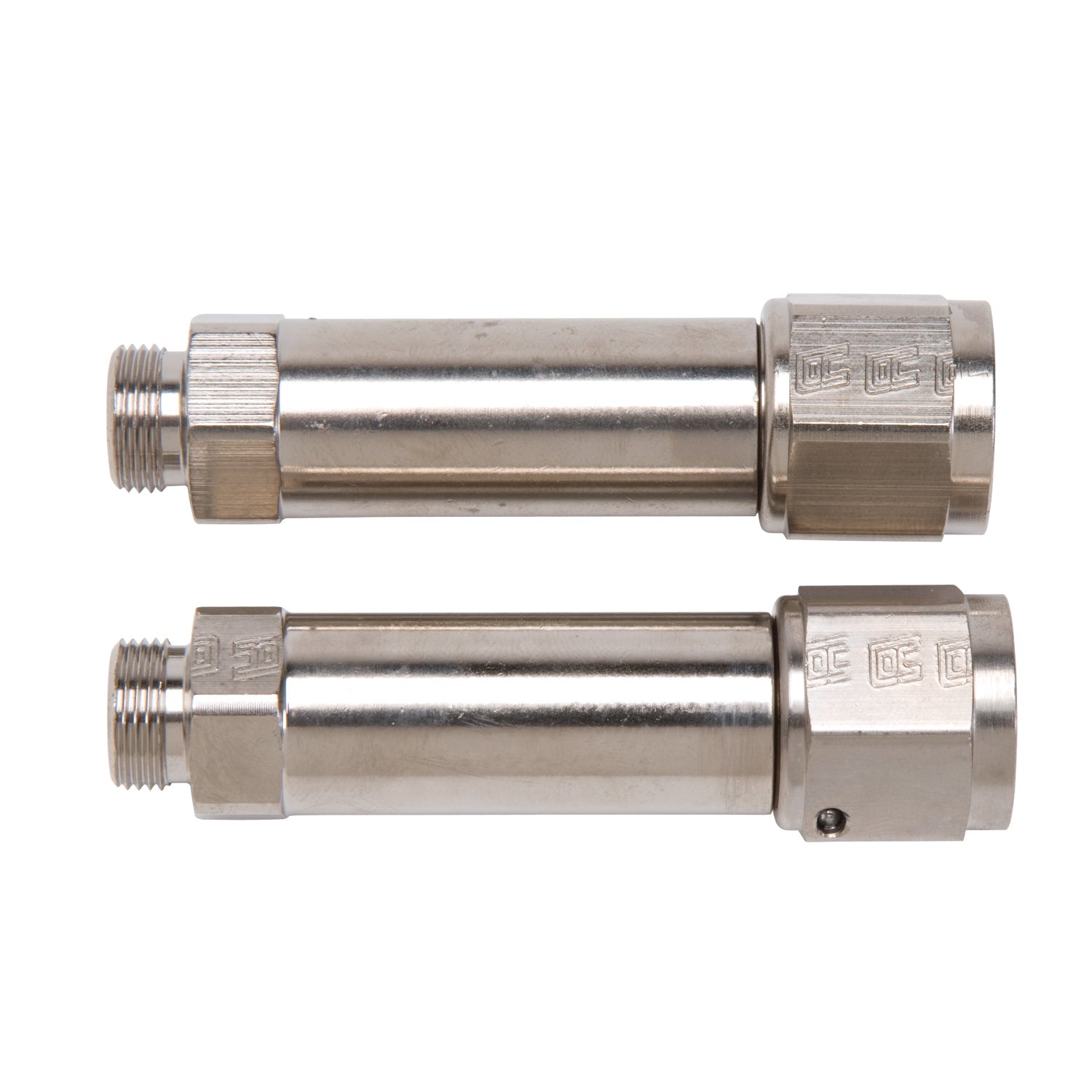 8AN Demon & BG Carb Inlet Fitting With 9/16"-24 (3-1/4") Endura Finish - Pair