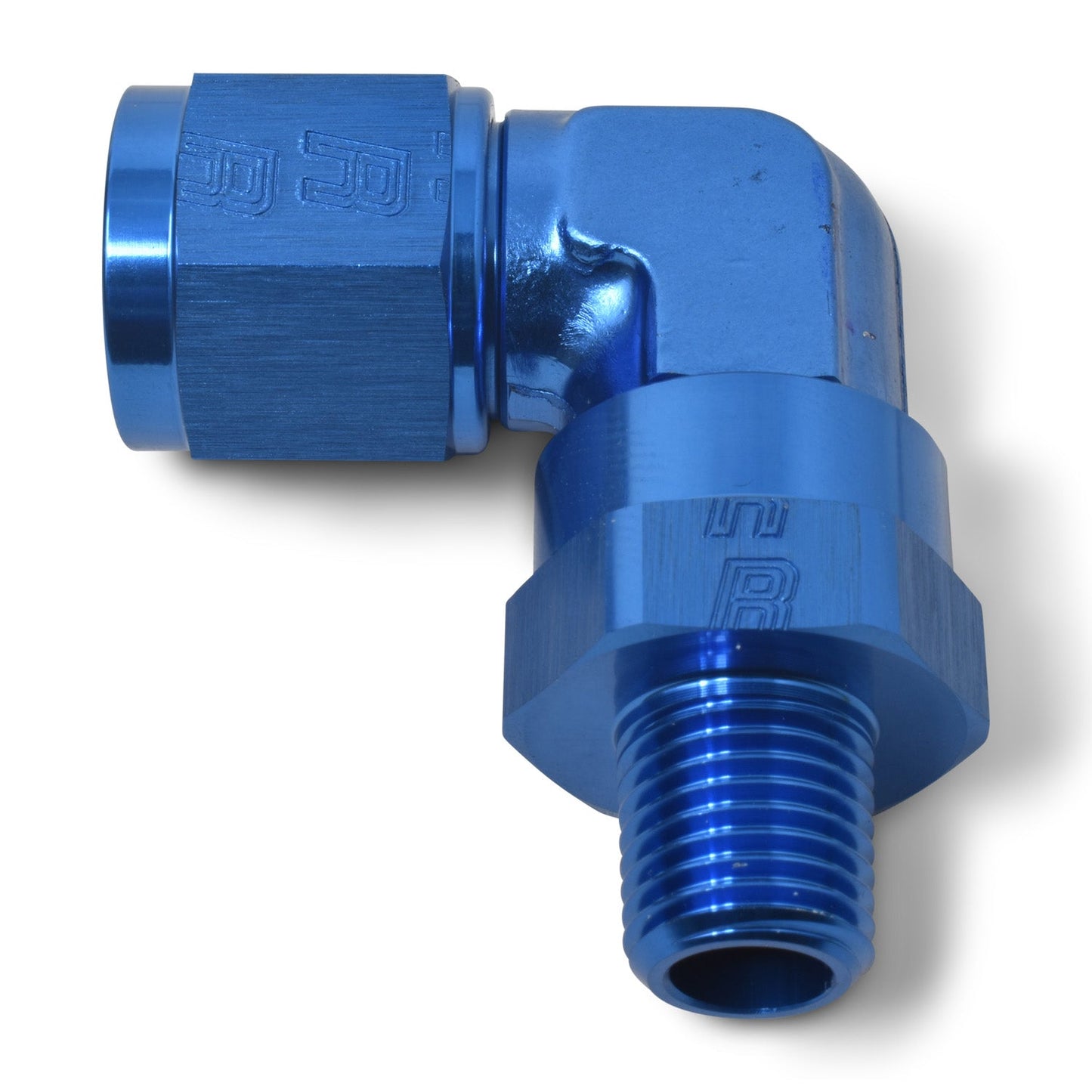 8AN Flare Female To 3/8" NPT Male 90 Degree Swivel Fitting With Blue Finish RUSSELL Autoparts