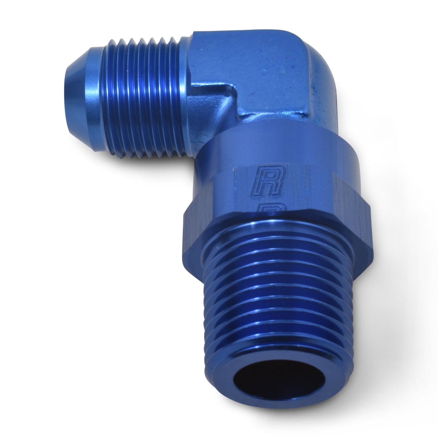 8AN Flare Male To 1/2" NPT Male 90 Degree Swivel Fitting With Blue Finish RUSSELL Autoparts