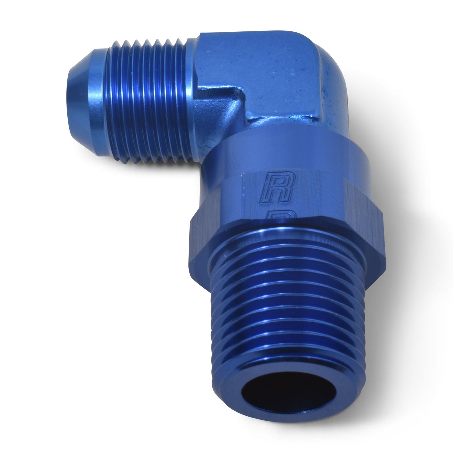 8AN Flare Male To 3/8" NPT Male 90 Degree Swivel Fitting With Blue Finish RUSSELL Autoparts