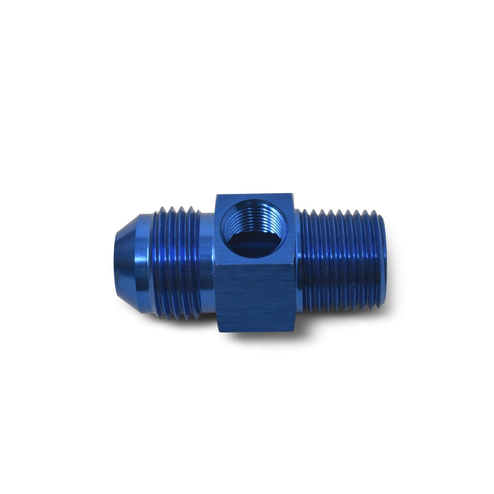 8AN Flare To 3/8" Pipe Fuel Pressure Adapter With Blue Finish