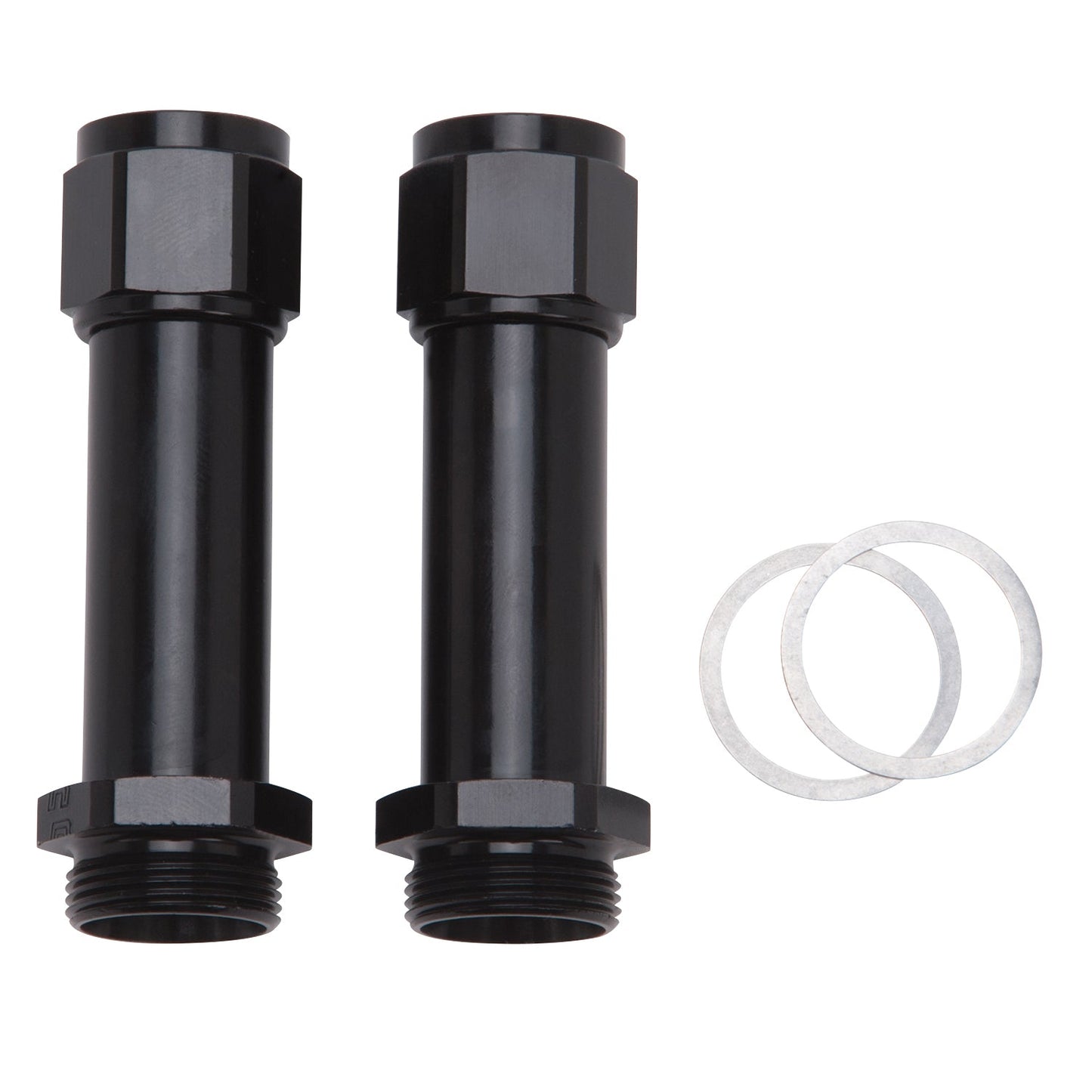 8AN Holley Dual Feed 750, Dominator 1350 Carb Inlet Fitting (3-1/4") Black, Pair RUSSELL Autoparts