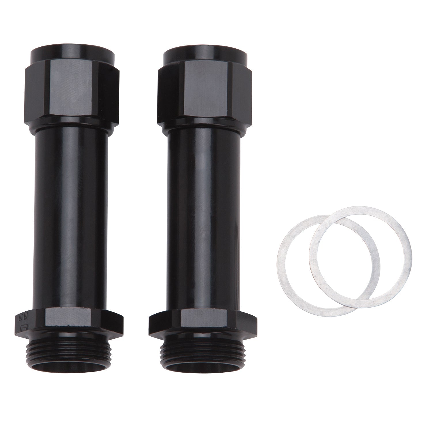 8AN Holley Dual Feed 750, Dominator 1350 Carb Inlet Fitting (3-1/4") Black, Pair