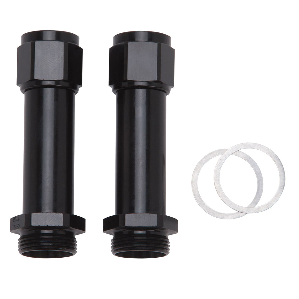 8AN Holley Dual Feed 750, Dominator 1350 Carb Inlet Fitting (3-1/4") Black, Pair