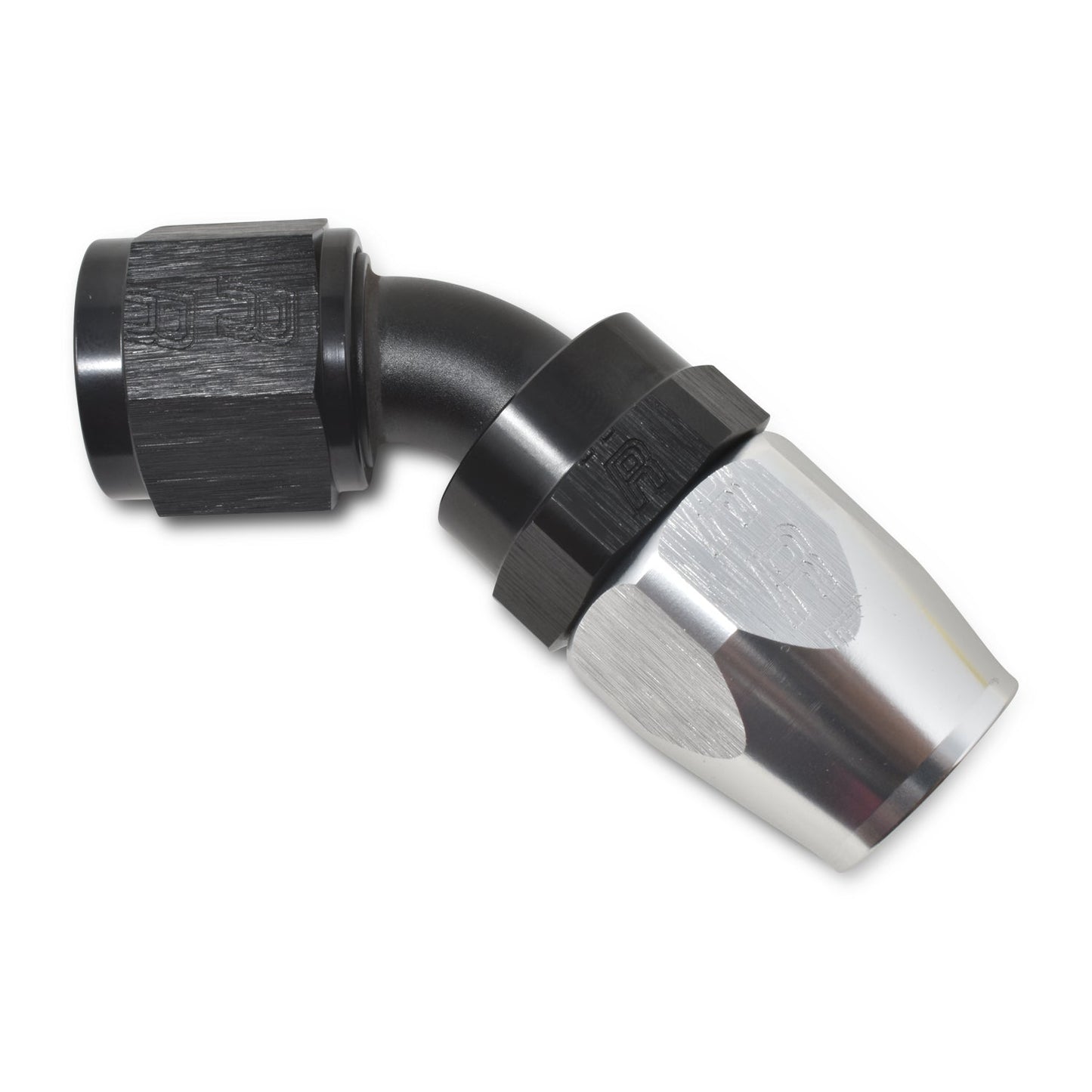 8AN ProClassic Swivel 45 Degree Hose End With Black/Silver Finish RUSSELL Autoparts