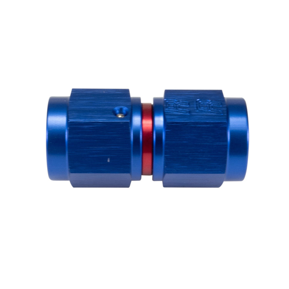 8AN Straight Swivel Coupler Adapter Fitting With Red/Blue Finish