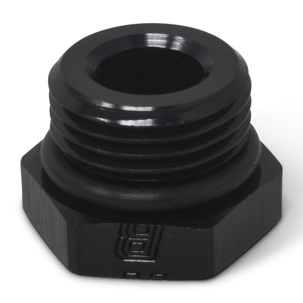 8AN Straight Thread Plug Adapter Fitting And O-Ring With Black Finish