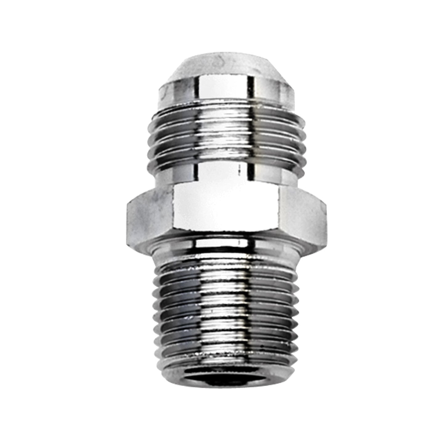 8AN to 3/8" NPT Pipe Stainless Steel Adapter Fitting With Natural Finish RUSSELL Autoparts
