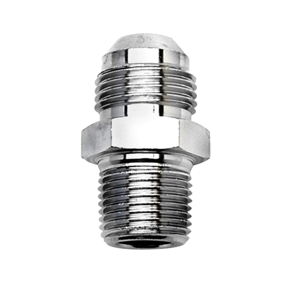 8AN to 3/8" NPT Pipe Stainless Steel Adapter Fitting With Natural Finish