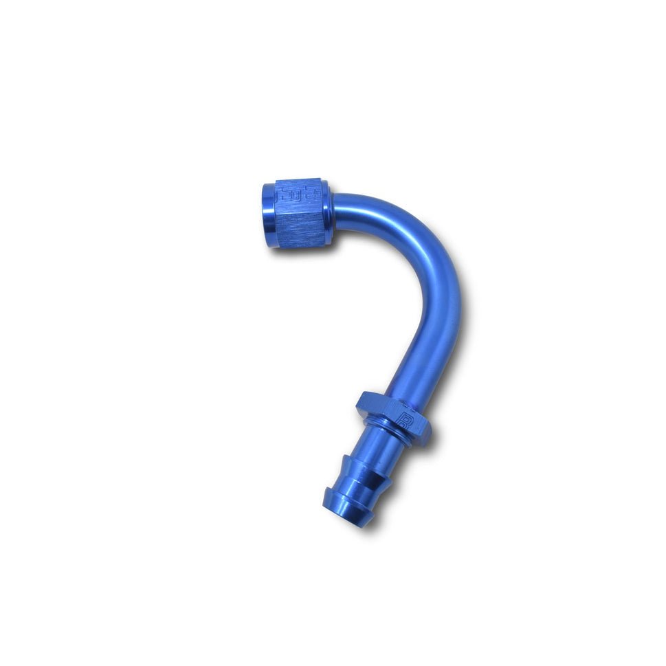 8AN Twist-Lok 120 Degree 1-1/4" Radius Hose End With Blue Finish