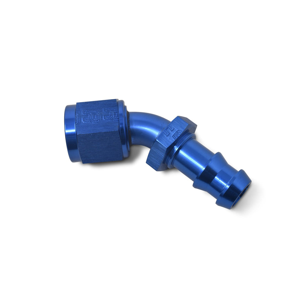 8AN Twist-Lok 45 Degree Hose Ends With Blue Finish
