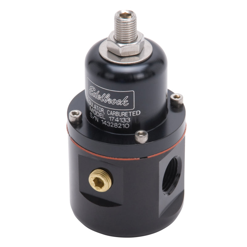Edelbrock Fuel Pressure Regulator Carbureted 160 GPH 5-10 PSI 3/8In In/Out 3/8In Return Black Edelbrock Fuel Pressure Regulators