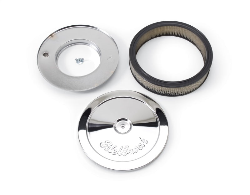 Edelbrock Air Cleaner Pro-Flo Series Round Steel Top Paper Element 10In Dia X 3 5In Chrome Edelbrock Air Filters - Universal Fit