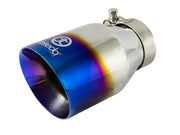 aFe Takeda 304 Stainless Steel Clamp-On Exhaust Tip 2.5in Inlet / 4in Outlet - Blue Flame aFe Tips