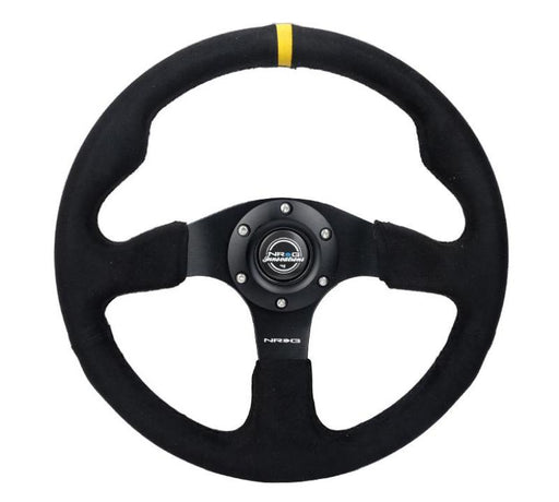 NRG Reinforced Steering Wheel (350mm/ 3in. Deep) Alcantara w/ Yellow Center w/ Black Stitch NRG Steering Wheels