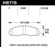 Hawk 15-17 Ford F-250/350 LTS Street Rear Brake Pads Hawk Performance Brake Pads - OE