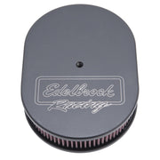 Edelbrock Air Cleaner Victor Series Oval Aluminum Top Cloth Element 11 875In X 8 25In X 3 75In Black Edelbrock Air Filters - Universal Fit