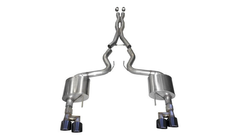 Corsa 18-23 Ford Mustang 5.0L V8 3in Sport Cat-Back Dual Rear Exit w/ 4in Black PVD Pro-Series Tips CORSA Performance Catback