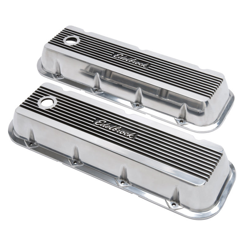 Edelbrock Valve Cover Elite II Chevrolet 1965 and Later 396-502 Big Block V8 Polished Edelbrock Valve Covers