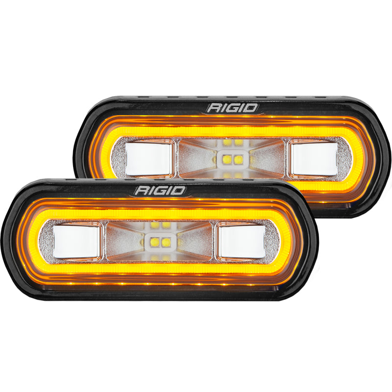 Rigid Industries SR-L Series Surface Mount LED Spreader Pair w/ Amber Halo - Universal Rigid Industries Light Bars & Cubes