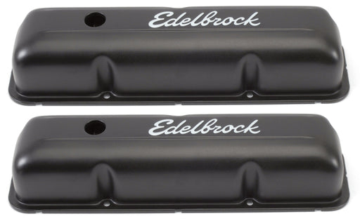 Edelbrock Valve Cover Signature Series Ford 1958-1976 FE V8 Black Edelbrock Valve Covers