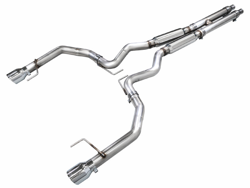 AWE 2024 Ford Mustang GT Fastback S650 RWD Track Edition Cat-Back Exhaust w/ Dual Chrome Silver Tips AWE Tuning Catback