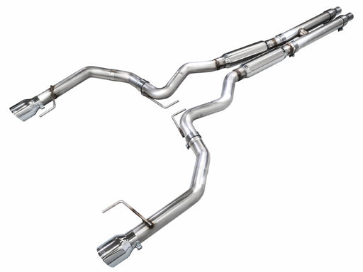 AWE 2024 Ford Mustang GT Fastback S650 RWD Track Edition Catback Exhaust w/ Dual Chrome Silver Tips AWE Tuning Catback