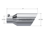 MBRP Universal Tip 4.5 O.D. Dual Walled Angled Rolled End 2.5 Inlet 12in Length - T304 MBRP Steel Tubing