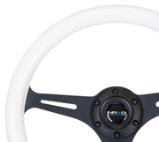 NRG Classic Wood Grain Steering Wheel (350mm) Glow-N-The-Dark Green Grip w/Black 3-Spoke Center NRG Steering Wheels
