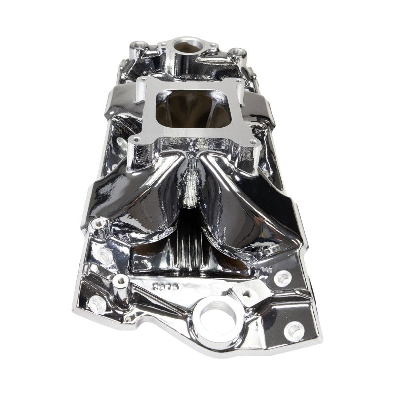 Edelbrock Chevy SB Victor Jr. 23 Degree Intake Manifold - Chrome Plasma Finish Edelbrock Intake Manifolds