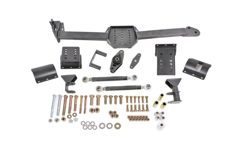 BMR 05-14 S197 Mustang Body Mount Watts Link Rod End/Poly w/ Adj. Axle Clamps - Black Hammertone BMR Suspension Diff Braces