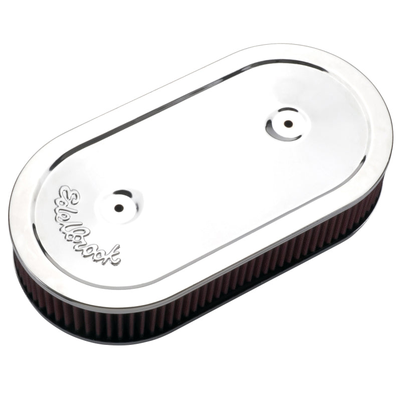 Edelbrock Air Cleaner Pro-Flo Series Oval Steel Top Cloth Element 13 5In X 7In X 3 5In Chrome Edelbrock Air Filters - Universal Fit