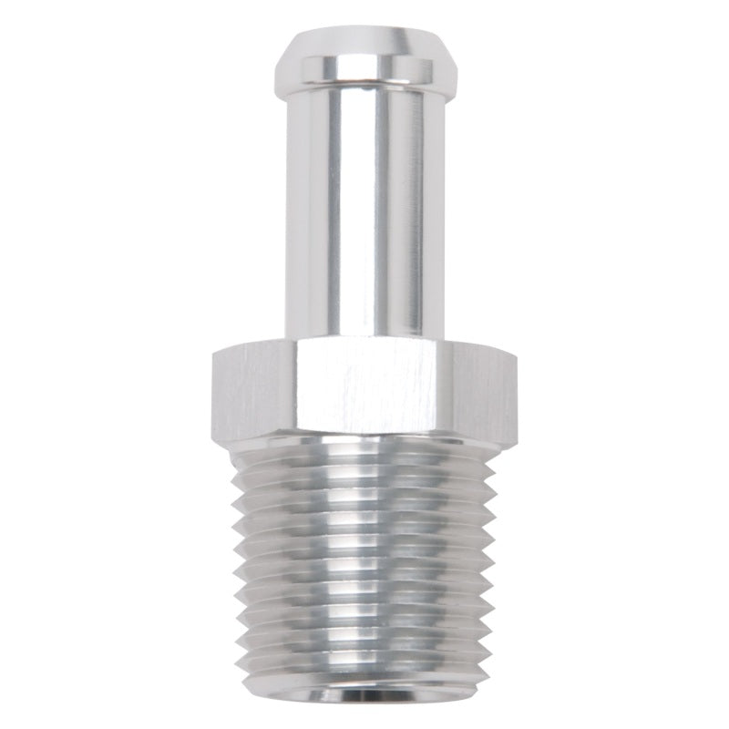 Edelbrock Hose End Straight 1/2In NPT to 1/2In Barb Clear Anodize Edelbrock Fittings