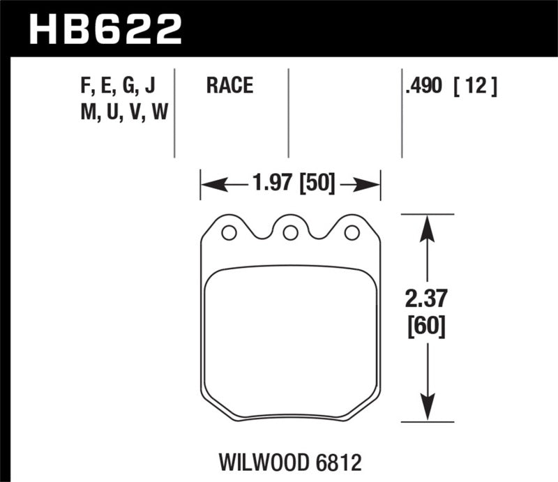 Hawk Wilwood DLS 6812 DTC-30 Brake Pads Hawk Performance Brake Pads - Racing