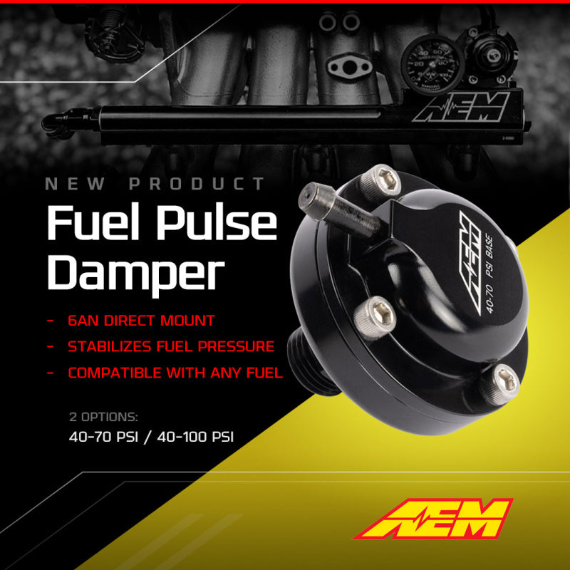 AEM AN6 ORB 40-70psi Fuel Pulse Damper AEM Fuel Pressure Regulators