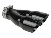 aFe Takeda 2.5in 304 Stainless Steel Clamp-on Exhaust Tip 2.5in Inlet 3in Dual Outlet - Black aFe Tips
